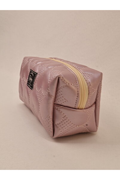 ICONE BAG Heart Quilted Embroidered Metallic Colored Makeup Bag