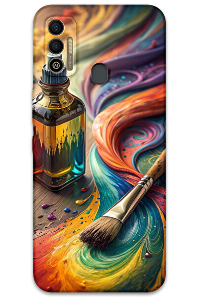 MRCİLETİSİM غطاء خلفي لهاتف Tecno Spark 7T بنمط HD مطبوع - لوحة فرشاة