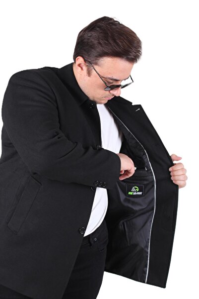 MocGrande Men's Plus Size Cashmere Coat 103008 Black