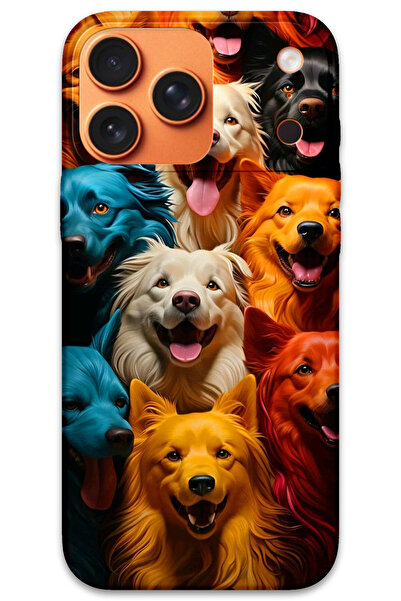 MRCİLETİSİM Case for iPhone 17 Pro Max Hd Pattern Printed Back Cover - Colorful Dogs