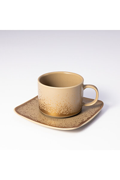 Malooki Set of 6 brown coffee cups 150 ml with saucers