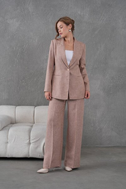 nodilife Flamlı Yünefekt Women's Suit Beige