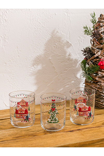 LC Waikiki Sparkling Choices from Shining Store |   Christmas Themed Glass Cup Set of 3 350 ml