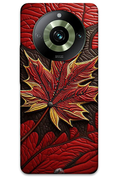 MRCİLETİSİM غطاء خلفي لهاتف Realme 11 Pro Plus بنمط HD مطبوع - أوراق حمراء