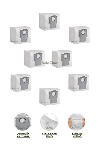 Roboclinic Roborock S8 Pro+ (Plus) / S8 Pro Robot aspirator compatibil de înlocuire sac de praf pentru gunoi 8 buc.