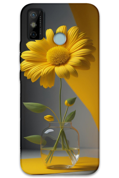 MRCİLETİSİM غطاء خلفي لهاتف Tecno Spark 6 Go بنمط HD مطبوع - زهرة الفانوس