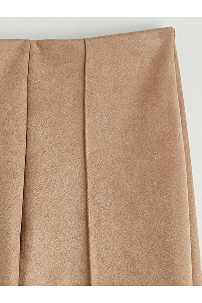 LC Waikiki LCW Modest Bej Standart Fit Kadın Süet Görünümlü Pantolon