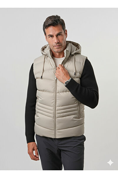 PIQUE ΑΝΔΡΙΚΟ ΓΙΛΕΚΟ με κουκούλα Ανδρικό φουσκωτό γιλέκο