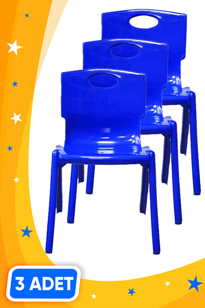 3K Anaokulu Kreş Çocuk Sandalyesi Renkli 1.Kalite Kırılmaz Plastik 3 (Üç) Adet