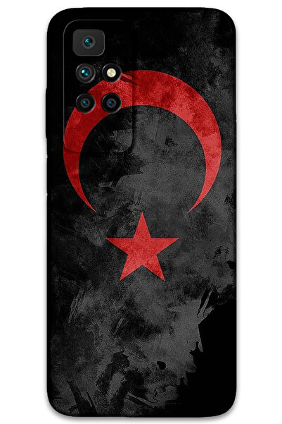 MRCİLETİSİM غطاء خلفي لهاتف Xiaomi Redmi 10 بنمط HD مطبوع - علم أسود