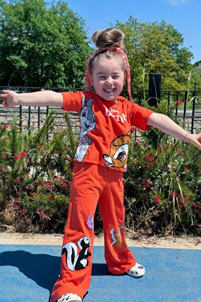 morbella Red/Green/Orange Girl's Set |   Wide Leg Sweatpants & T-Shirt Set