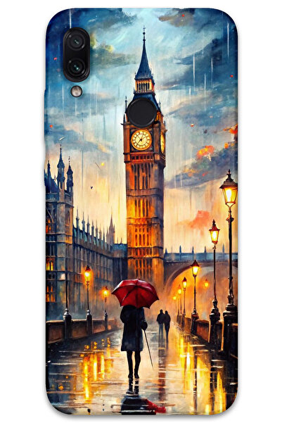 MRCİLETİSİM غطاء خلفي لهاتف Xiaomi Redmi Note 7 بنمط HD مطبوع - برج الساعة