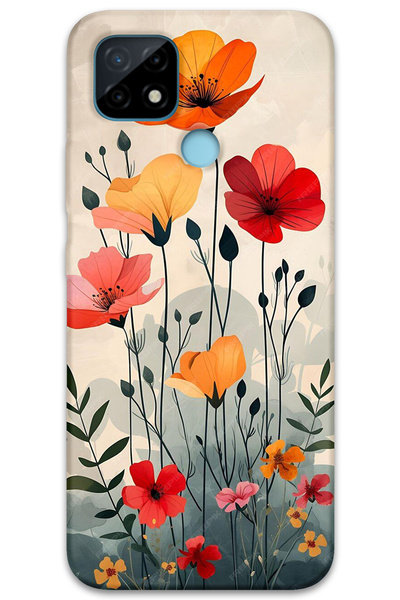 MRCİLETİSİM غطاء خلفي لهاتف Realme C21 بنمط HD مطبوع - توليب