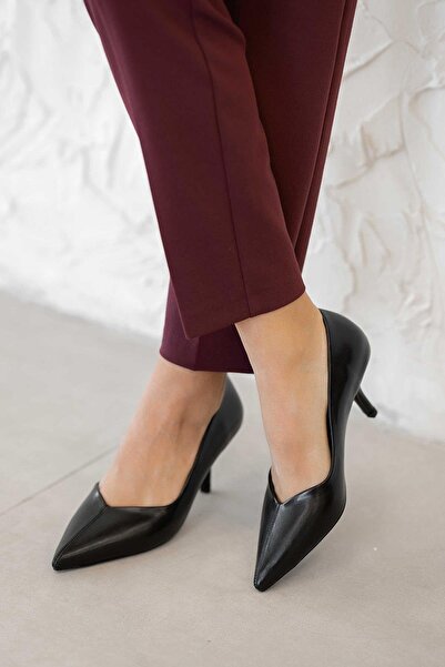 Parponi Alessi Women's Low Heel Leather Stiletto Black