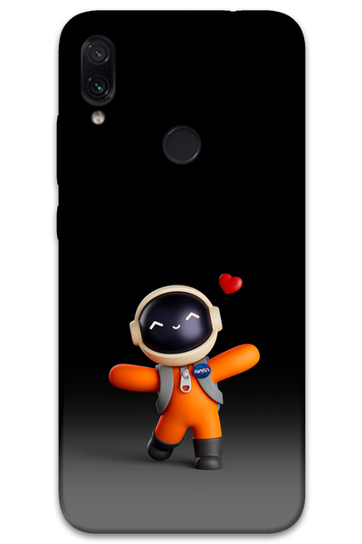 MRCİLETİSİM غطاء خلفي لهاتف Xiaomi Redmi Note 7 بنمط HD مطبوع - قلب رائد الفضاء