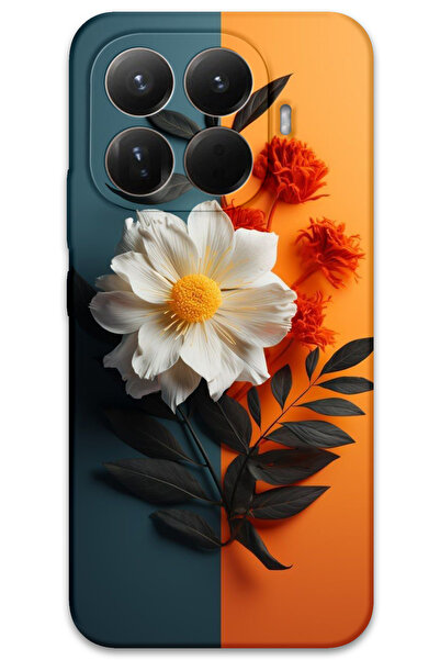 MRCİLETİSİM Xiaomi Mi 15t Case Hd Pattern Printed Back Cover - White Orange F...