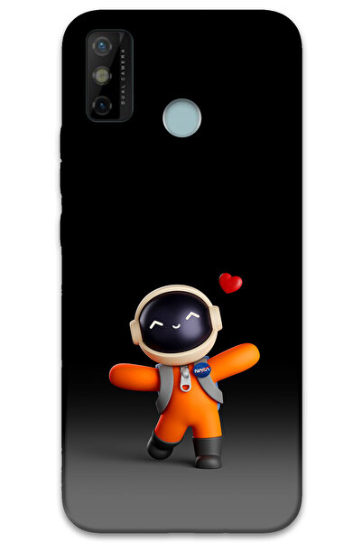 MRCİLETİSİM غطاء خلفي لهاتف Tecno Spark 6 Go بنمط HD مطبوع - قلب رائد الفضاء