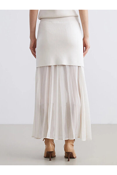 LC Waikiki Lcw Vision Ecru Elasticated Pleated Knit Skirt