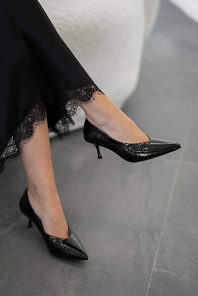 Parponi Faye women's patterned leather stiletto black