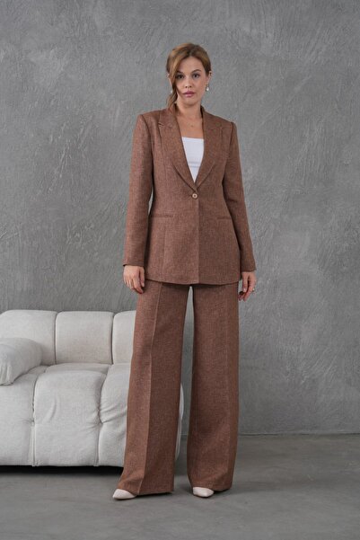 nodilife Flamlı Yünefekt Women's Suit Brown