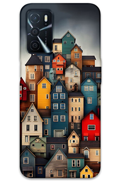 MRCİLETİSİM غطاء خلفي لهاتف اوبو A55 بنمط HD مطبوع - منازل ملونة