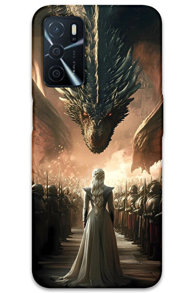 MRCİLETİSİM غطاء خلفي متوافق مع هاتف اوبو A16 بنمط HD مطبوع - التنانين