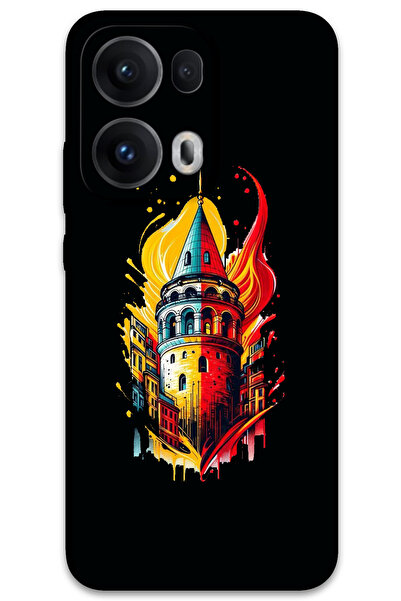 MRCİLETİSİM غطاء خلفي لهاتف اوبو رينو 13 برو 5G بنمط HD مطبوع - أصفر أحمر جالاتا