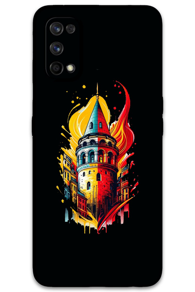 MRCİLETİSİM غطاء خلفي لهاتف Realme 7 Pro بنمط HD مطبوع - أصفر أحمر جالاتا