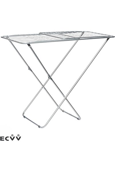HYX Foldable Steel Clothes Drying Stand - Heavy Duty Large Laundry Drying Rack, Silver