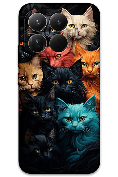 MRCİLETİSİM غطاء خلفي لهاتف Xiaomi Mi 15T بنمط HD مطبوع - قطط ملونة