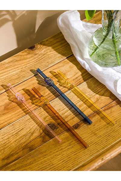 LC Waikiki Sparkling Choices from Shining Store |   Patterned Glass Straw Set of 4