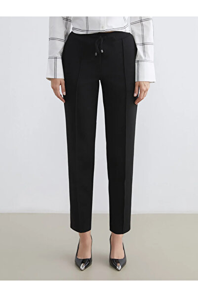LC Waikiki Lcwaikiki Classic Black Women's Trousers with Elastic Waist and Ca...
