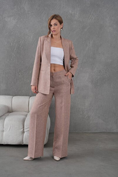 nodilife Flamlı Yünefekt Women's Suit Beige