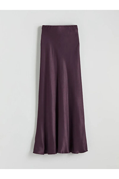 LC Waikiki Lcw vision plum waist elastic a-line satin skirt