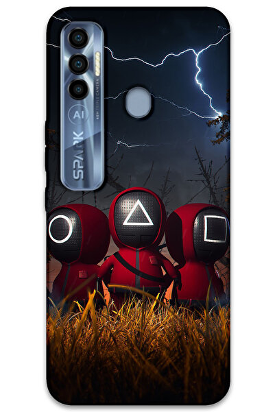 MRCİLETİSİM غطاء خلفي لهاتف تكنو سبارك 7 برو بنمط HD مطبوع - لعبة الحبار مينيون