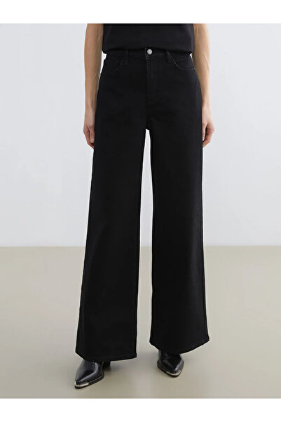 LC Waikiki LCW Jeans Siyah Wideleg Kadın Jean Pantolon
