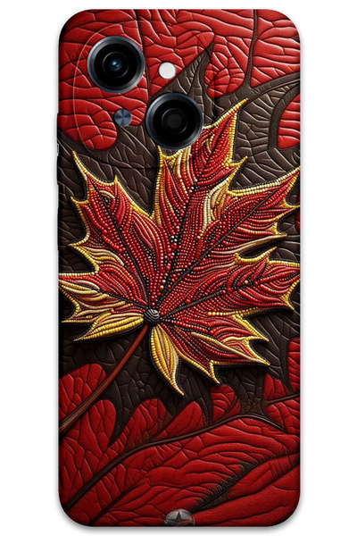 MRCİLETİSİM Tecno Spark Go 1 2025 Case Hd Pattern Printed Back Cover - Red Leaf