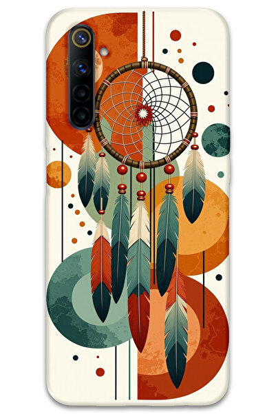 MRCİLETİSİM Realme 6 Kılıf HD Desen Baskılı Arka Kapak - Mandala