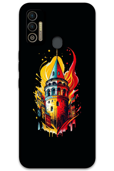 MRCİLETİSİM غطاء خلفي لهاتف Tecno Spark 7T بنمط HD مطبوع - أصفر أحمر جالاتا