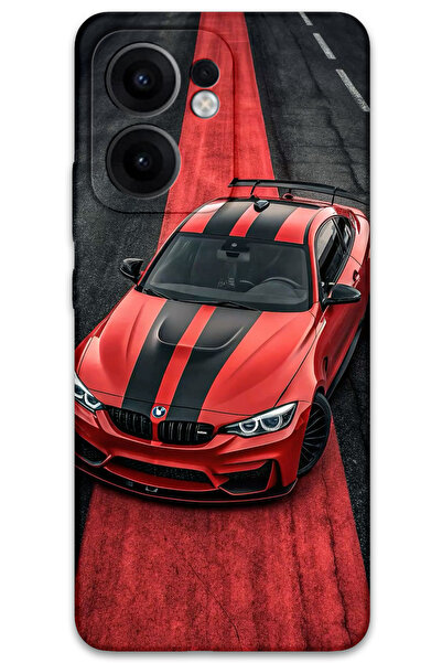 MRCİLETİSİM غطاء خلفي لهاتف اوبو رينو 13F 5G بنمط HD مطبوع - أحمر BW