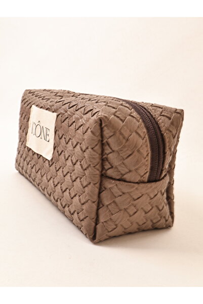 ICONE BAG Textured Faux Leather Makeup Bag Pen Holder