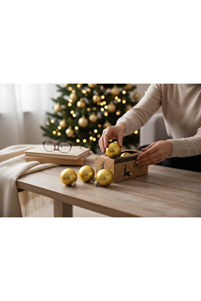 LEVA New Year & Special Occasions Decorative Balls 4 cm 6 Pcs Matte Yellow { Gold }