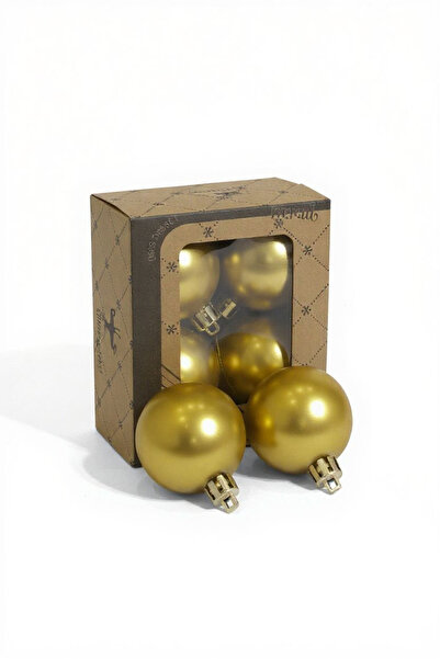 LEVA New Year & Special Occasions Decorative Balls 4 cm 6 Pcs Matte Yellow { Gold }
