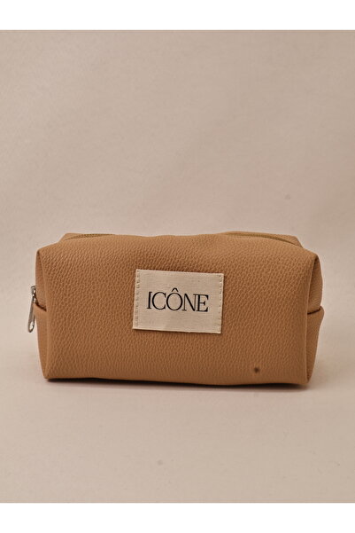 ICONE BAG Textured Faux Leather Makeup Bag Pen Holder