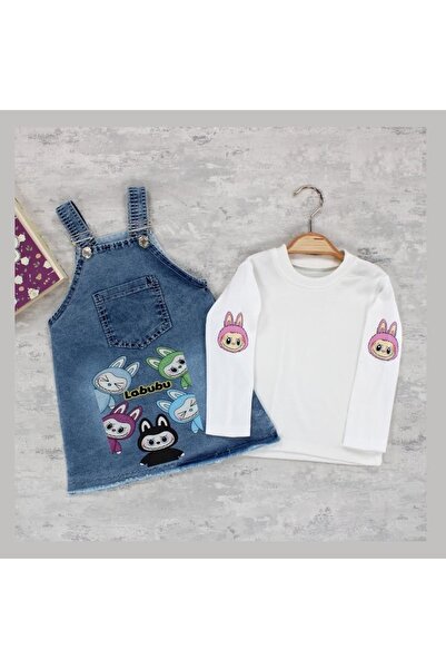 GİRL EMELY LABUBU T-SHIRT PENTRU FATA, BLUZĂ DE DENIM CU MÂNERE ȘI MÂNERE LUNGĂ P bumbac moale T-SHIRT 2 BUC