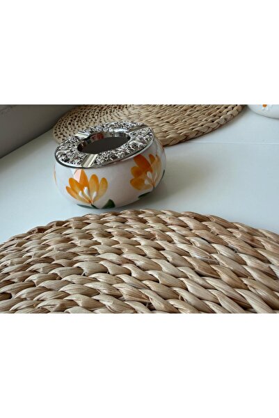 Bumelo منفضة سجائر مستديرة بزهور صفراء