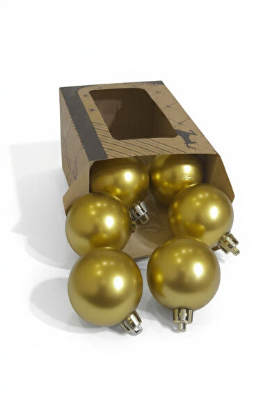LEVA New Year & Special Occasions Decorative Balls 4 cm 6 Pcs Matte Yellow { Gold }