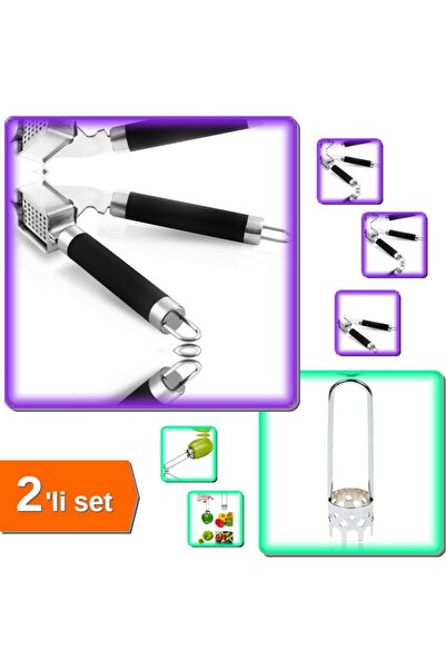 HerEveOyuncak Biberoy Pratik Dolma Biber Oyacağı + Lüx Çelik Sarımsak Ezici - 2li Set XYZ456