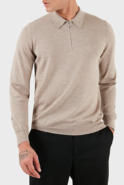 GRAN SASSO 100% Wool Regular Fit Half Zip Polo Neck Sweater Men's Polo Neck S...