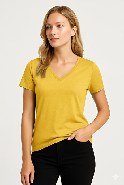 PROLET Tricou pentru femei cu decolteu în V basic – Limited Color Drop